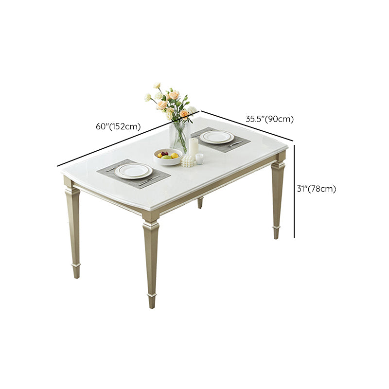 Glam Rectangle Dining Table White Faux Marble Tabletop for Home Clearhalo 'Dining Tables & Seating' 'Dining Tables' 'dining_table' 'furn' 'furn_dining_table' 'Furniture' 'Kitchen & Dining Furniture' 7618411
