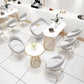 Glam White Faux Marble Top Kitchen Table with Gold Metal Legs