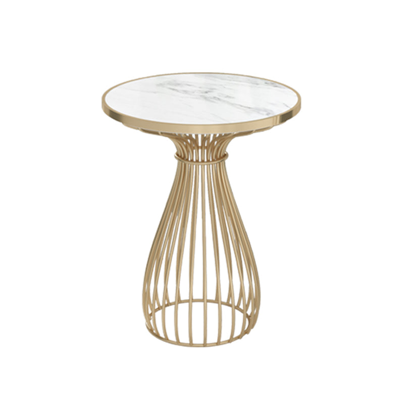 Glam White Faux Marble Top Kitchen Table with Gold Metal Legs
