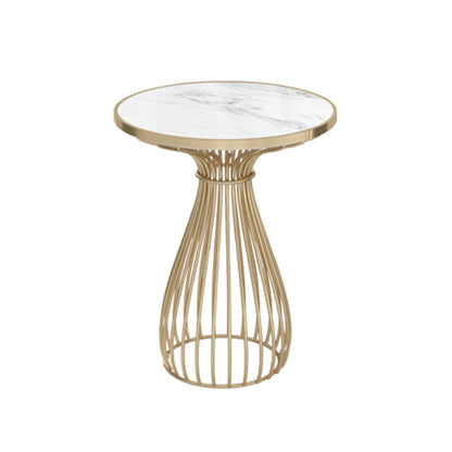 Glam White Faux Marble Top Kitchen Table with Gold Metal Legs