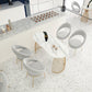 Glam White Faux Marble Top Kitchen Table with Gold Metal Legs
