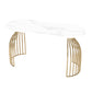 Glam White Faux Marble Top Kitchen Table with Gold Metal Legs
