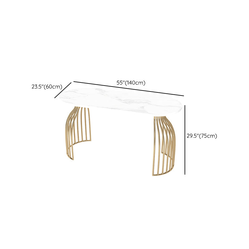 Glam White Faux Marble Top Kitchen Table with Gold Metal Legs
