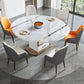 Modern Round Stone Top Dining Table Extendable for Small Spaces Clearhalo 'Dining Tables & Seating' 'Dining Tables' 'dining_table' 'furn' 'furn_dining_table' 'Furniture' 'Kitchen & Dining Furniture' 7618444