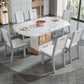 Modern Round Stone Top Dining Table Extendable for Small Spaces Clearhalo 'Dining Tables & Seating' 'Dining Tables' 'dining_table' 'furn' 'furn_dining_table' 'Furniture' 'Kitchen & Dining Furniture' 7618445