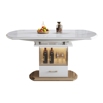 Modern Round Stone Top Dining Table Extendable for Small Spaces Without Chairs Clearhalo 'Dining Tables & Seating' 'Dining Tables' 'dining_table' 'furn' 'furn_dining_table' 'Furniture' 'Kitchen & Dining Furniture' 7618448