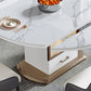 Modern Round Stone Top Dining Table Extendable for Small Spaces Clearhalo 'Dining Tables & Seating' 'Dining Tables' 'dining_table' 'furn' 'furn_dining_table' 'Furniture' 'Kitchen & Dining Furniture' 7618450