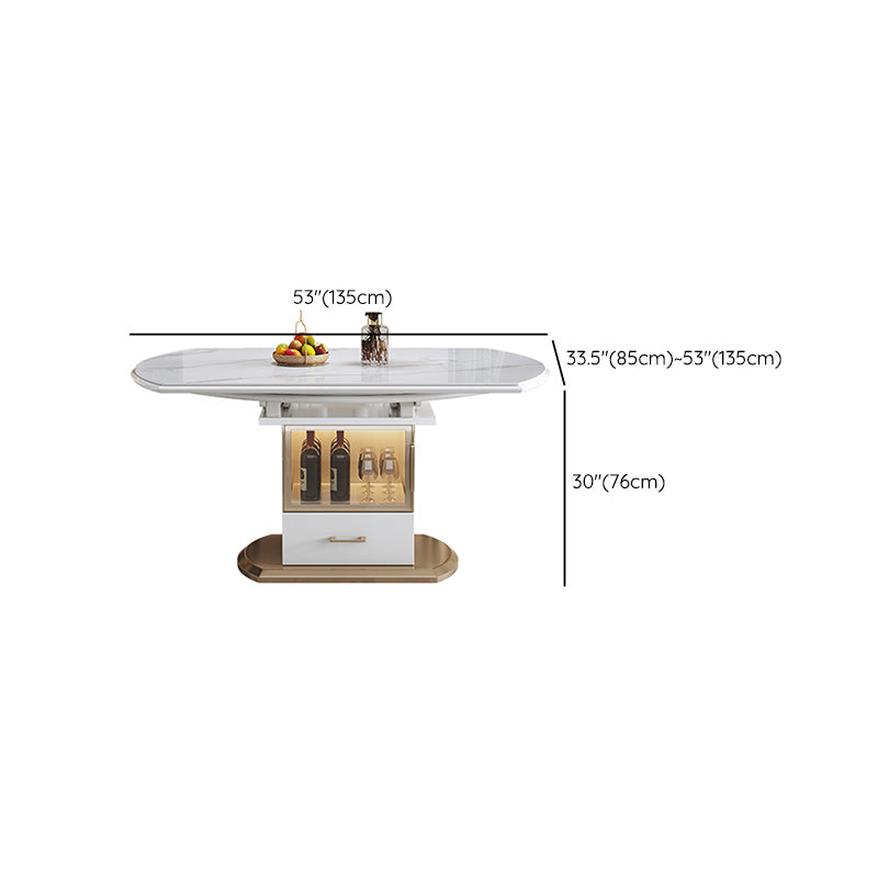 Modern Round Stone Top Dining Table Extendable for Small Spaces Clearhalo 'Dining Tables & Seating' 'Dining Tables' 'dining_table' 'furn' 'furn_dining_table' 'Furniture' 'Kitchen & Dining Furniture' 7618453