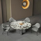 Glam Round Marble Top Dining Table with Metal Pedestal Base for Home Clearhalo 'Dining Tables & Seating' 'Dining Tables' 'dining_table' 'furn' 'furn_dining_table' 'Furniture' 'Kitchen & Dining Furniture' 7618455
