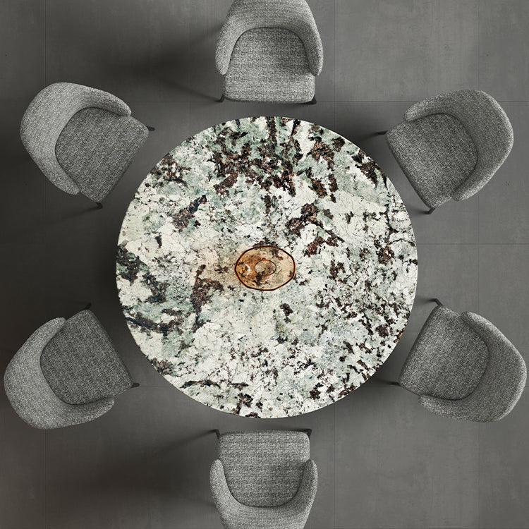 Glam Round Marble Top Dining Table with Metal Pedestal Base for Home Clearhalo 'Dining Tables & Seating' 'Dining Tables' 'dining_table' 'furn' 'furn_dining_table' 'Furniture' 'Kitchen & Dining Furniture' 7618456