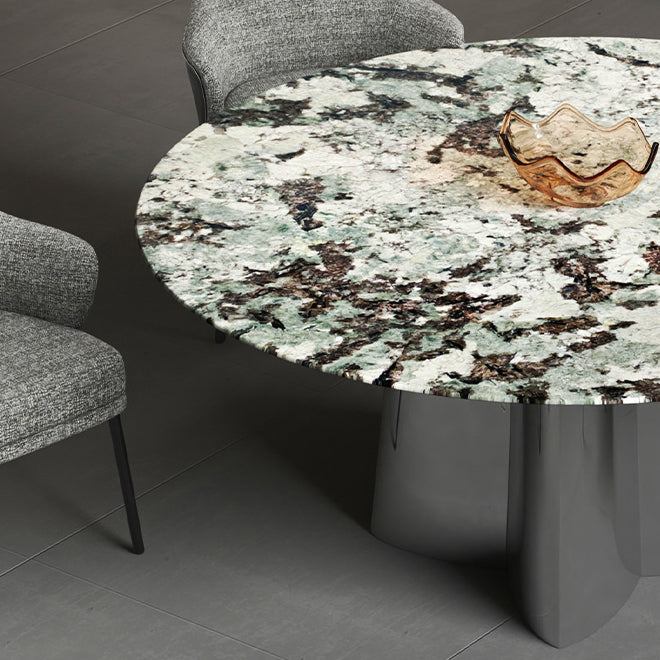Glam Round Marble Top Dining Table with Metal Pedestal Base for Home Clearhalo 'Dining Tables & Seating' 'Dining Tables' 'dining_table' 'furn' 'furn_dining_table' 'Furniture' 'Kitchen & Dining Furniture' 7618461
