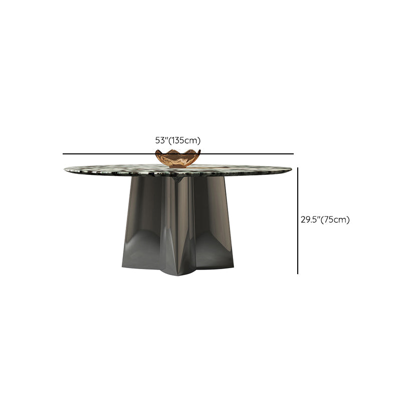 Glam Round Marble Top Dining Table with Metal Pedestal Base for Home Clearhalo 'Dining Tables & Seating' 'Dining Tables' 'dining_table' 'furn' 'furn_dining_table' 'Furniture' 'Kitchen & Dining Furniture' 7618467