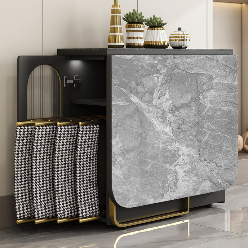 Modern Folding Dining Table Rectangle Wooden Top with Storage Clearhalo 'Dining Tables & Seating' 'Dining Tables' 'dining_table' 'furn' 'furn_dining_table' 'Furniture' 'Kitchen & Dining Furniture' 7618469