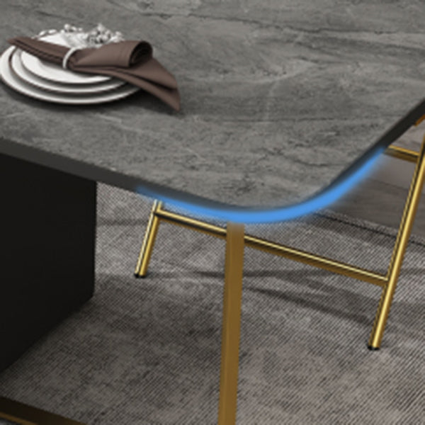 Modern Folding Dining Table Rectangle Wooden Top with Storage Clearhalo 'Dining Tables & Seating' 'Dining Tables' 'dining_table' 'furn' 'furn_dining_table' 'Furniture' 'Kitchen & Dining Furniture' 7618473