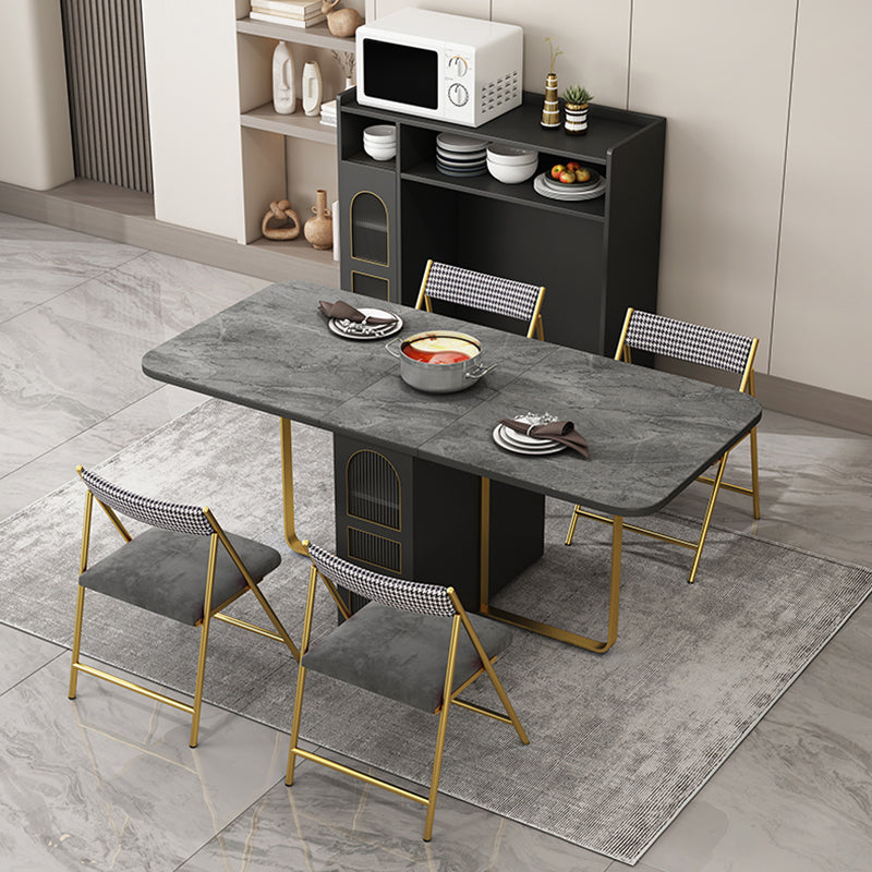 Modern Folding Dining Table Rectangle Wooden Top with Storage Clearhalo 'Dining Tables & Seating' 'Dining Tables' 'dining_table' 'furn' 'furn_dining_table' 'Furniture' 'Kitchen & Dining Furniture' 7618476