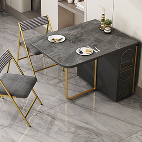 Modern Folding Dining Table Rectangle Wooden Top with Storage Clearhalo 'Dining Tables & Seating' 'Dining Tables' 'dining_table' 'furn' 'furn_dining_table' 'Furniture' 'Kitchen & Dining Furniture' 7618477