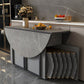 Modern Round Stone Top Dining Table Foldable for Small Spaces