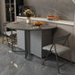 Modern Round Stone Top Dining Table Foldable for Small Spaces