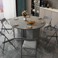 Modern Round Stone Top Dining Table Foldable for Small Spaces