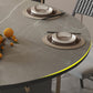 Modern Round Stone Top Dining Table Foldable for Small Spaces