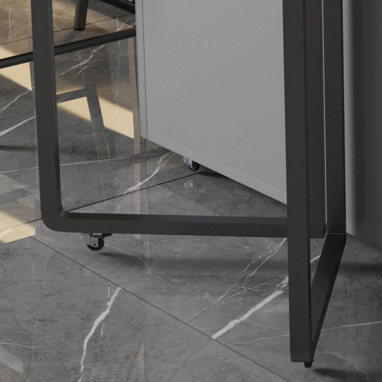 Modern Round Stone Top Dining Table Foldable for Small Spaces