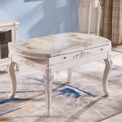 Glam Round Marble Top Dining Table with Solid Wood Legs for Home Without Chairs Clearhalo 'Dining Tables & Seating' 'Dining Tables' 'dining_table' 'furn' 'furn_dining_table' 'Furniture' 'Kitchen & Dining Furniture' 7618493