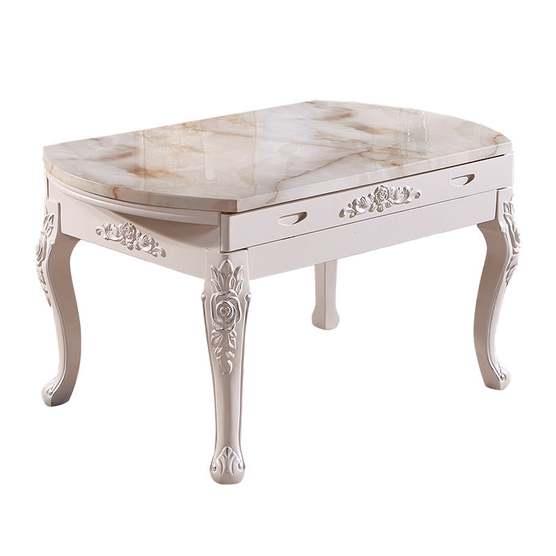 Glam Round Marble Top Dining Table with Solid Wood Legs for Home Clearhalo 'Dining Tables & Seating' 'Dining Tables' 'dining_table' 'furn' 'furn_dining_table' 'Furniture' 'Kitchen & Dining Furniture' 7618497