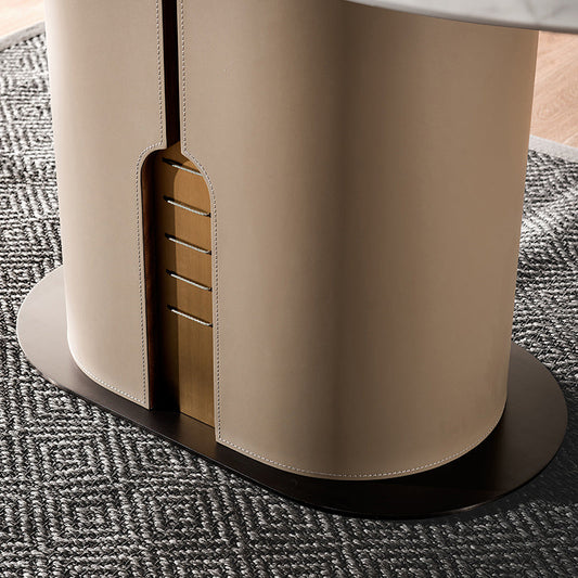 Modern Oval Marble Top Dining Table with Solid Wood Pedestal Base Clearhalo 'Dining Tables & Seating' 'Dining Tables' 'dining_table' 'furn' 'furn_dining_table' 'Furniture' 'Kitchen & Dining Furniture' 7618515