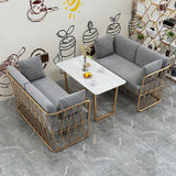 Glam Kitchen Table with Faux Marble Top Gold Metal Legs for Home Clearhalo 'Dining Tables & Seating' 'Dining Tables' 'dining_table' 'furn' 'furn_dining_table' 'Furniture' 'Kitchen & Dining Furniture' 7618520