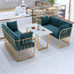 Glam Kitchen Table with Faux Marble Top Gold Metal Legs for Home Clearhalo 'Dining Tables & Seating' 'Dining Tables' 'dining_table' 'furn' 'furn_dining_table' 'Furniture' 'Kitchen & Dining Furniture' 7618522