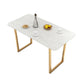 Glam Kitchen Table with Faux Marble Top Gold Metal Legs for Home Clearhalo 'Dining Tables & Seating' 'Dining Tables' 'dining_table' 'furn' 'furn_dining_table' 'Furniture' 'Kitchen & Dining Furniture' 7618523