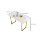 Glam Kitchen Table with Faux Marble Top Gold Metal Legs for Home Clearhalo 'Dining Tables & Seating' 'Dining Tables' 'dining_table' 'furn' 'furn_dining_table' 'Furniture' 'Kitchen & Dining Furniture' 7618529