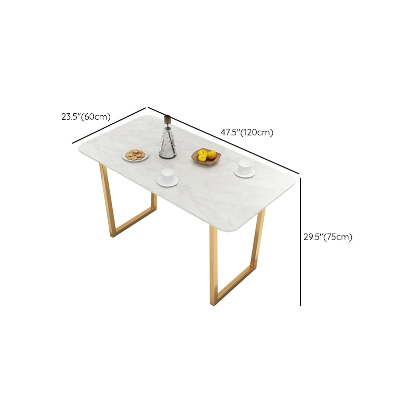Glam Kitchen Table with Faux Marble Top Gold Metal Legs for Home Clearhalo 'Dining Tables & Seating' 'Dining Tables' 'dining_table' 'furn' 'furn_dining_table' 'Furniture' 'Kitchen & Dining Furniture' 7618529