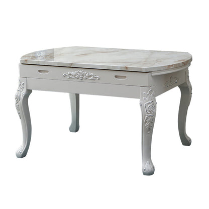 Glam Kitchen Table with Faux Marble Top Solid Wood Legs for Home
