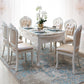 Glam Kitchen Table with Faux Marble Top Solid Wood Legs for Home
