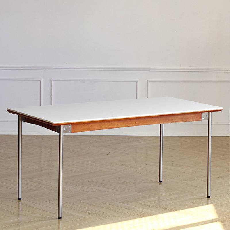 Modern Rectangle Dining Table with Stainless Steel Leg for Living Room White Without Chairs Clearhalo 'Dining Tables & Seating' 'Dining Tables' 'dining_table' 'furn' 'furn_dining_table' 'Furniture' 'Kitchen & Dining Furniture' 7618559