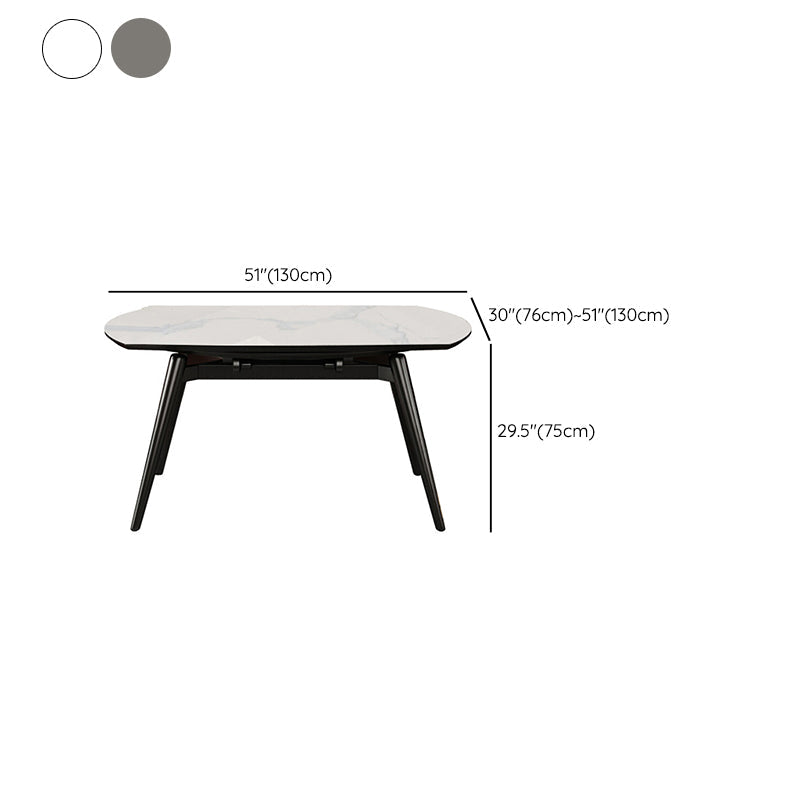 Round Extendable Dining Table Modern Stone Tabletop with Solid Wood Legs Clearhalo 'Dining Tables & Seating' 'Dining Tables' 'dining_table' 'furn' 'furn_dining_table' 'Furniture' 'Kitchen & Dining Furniture' 7618585