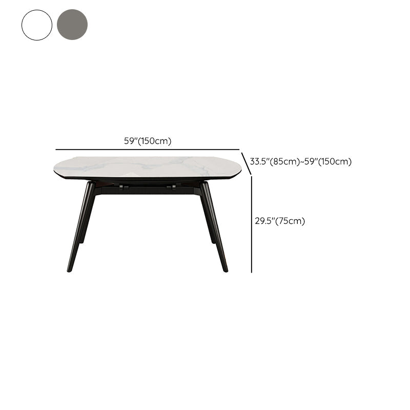 Round Extendable Dining Table Modern Stone Tabletop with Solid Wood Legs Clearhalo 'Dining Tables & Seating' 'Dining Tables' 'dining_table' 'furn' 'furn_dining_table' 'Furniture' 'Kitchen & Dining Furniture' 7618586