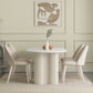 White Contemporary Oval Stone Dining Table with Double Pedestal
