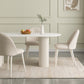 White Contemporary Oval Stone Dining Table with Double Pedestal