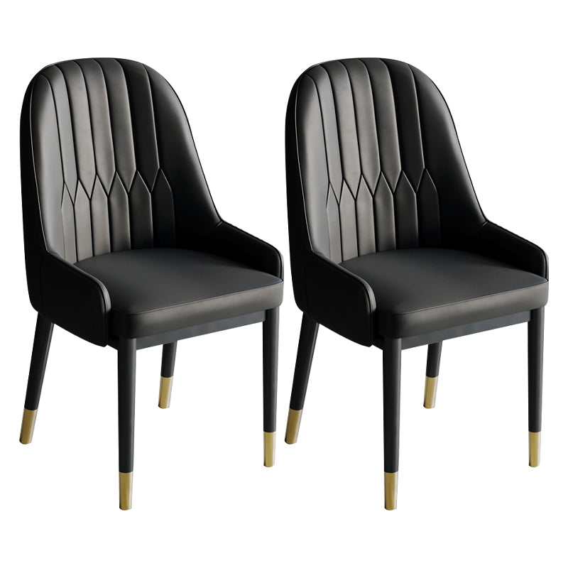Glam Style Dining Chair Leather Parsons Side Chair for Living Room Black 2 Piece Set Clearhalo 'Dining Chairs' 'Dining Tables & Seating' 'dining_chair' 'furn' 'furn_dining_chair' 'Furniture' 'Kitchen & Dining Furniture' 7618649