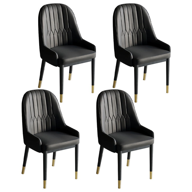 Glam Style Dining Chair Leather Parsons Side Chair for Living Room Black 4 Piece Set Clearhalo 'Dining Chairs' 'Dining Tables & Seating' 'dining_chair' 'furn' 'furn_dining_chair' 'Furniture' 'Kitchen & Dining Furniture' 7618651