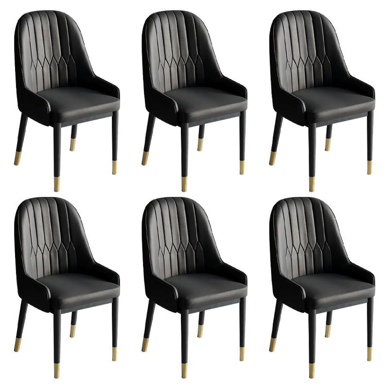 Glam Style Dining Chair Leather Parsons Side Chair for Living Room Black 6 Piece Set Clearhalo 'Dining Chairs' 'Dining Tables & Seating' 'dining_chair' 'furn' 'furn_dining_chair' 'Furniture' 'Kitchen & Dining Furniture' 7618653