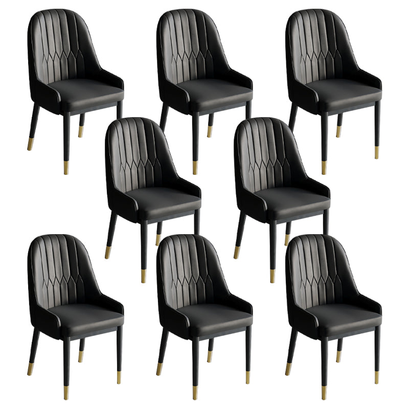 Glam Style Dining Chair Leather Parsons Side Chair for Living Room Black 8 Piece Set Clearhalo 'Dining Chairs' 'Dining Tables & Seating' 'dining_chair' 'furn' 'furn_dining_chair' 'Furniture' 'Kitchen & Dining Furniture' 7618655