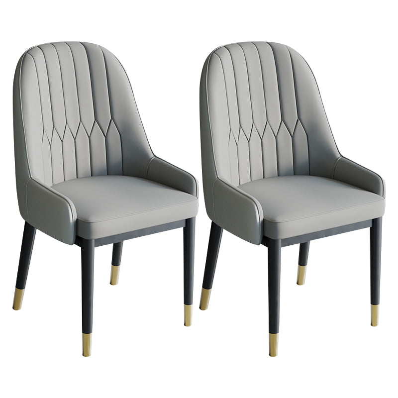 Glam Style Dining Chair Leather Parsons Side Chair for Living Room Grey 2 Piece Set Clearhalo 'Dining Chairs' 'Dining Tables & Seating' 'dining_chair' 'furn' 'furn_dining_chair' 'Furniture' 'Kitchen & Dining Furniture' 7618658