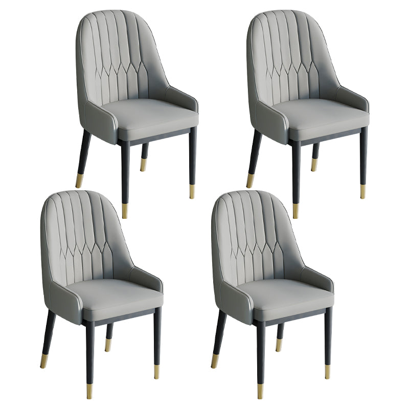 Glam Style Dining Chair Leather Parsons Side Chair for Living Room Grey 4 Piece Set Clearhalo 'Dining Chairs' 'Dining Tables & Seating' 'dining_chair' 'furn' 'furn_dining_chair' 'Furniture' 'Kitchen & Dining Furniture' 7618660