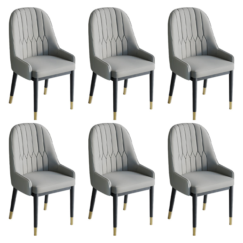 Glam Style Dining Chair Leather Parsons Side Chair for Living Room Grey 6 Piece Set Clearhalo 'Dining Chairs' 'Dining Tables & Seating' 'dining_chair' 'furn' 'furn_dining_chair' 'Furniture' 'Kitchen & Dining Furniture' 7618662