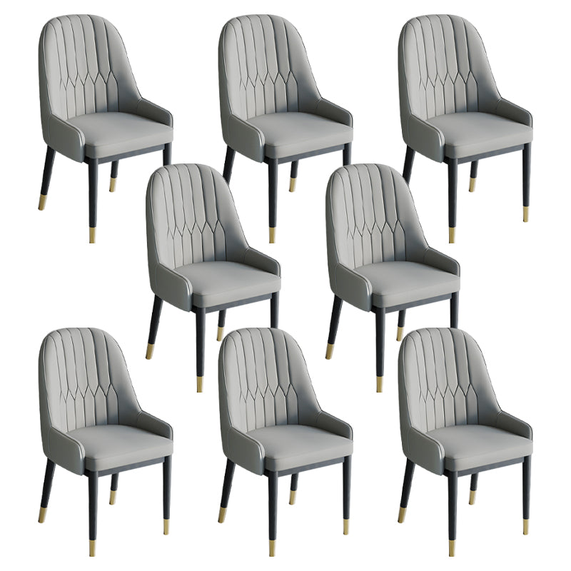 Glam Style Dining Chair Leather Parsons Side Chair for Living Room Grey 8 Piece Set Clearhalo 'Dining Chairs' 'Dining Tables & Seating' 'dining_chair' 'furn' 'furn_dining_chair' 'Furniture' 'Kitchen & Dining Furniture' 7618663