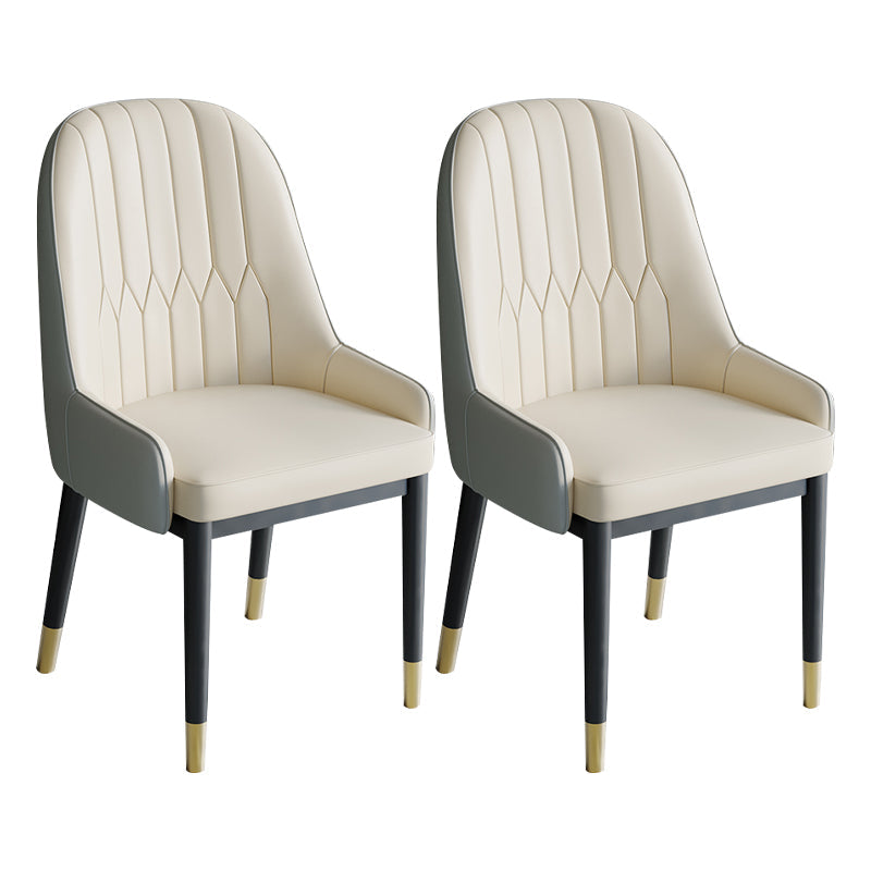 Glam Style Dining Chair Leather Parsons Side Chair for Living Room White 2 Piece Set Clearhalo 'Dining Chairs' 'Dining Tables & Seating' 'dining_chair' 'furn' 'furn_dining_chair' 'Furniture' 'Kitchen & Dining Furniture' 7618665