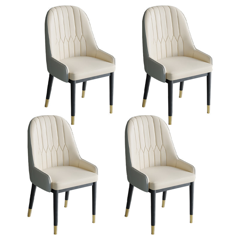 Glam Style Dining Chair Leather Parsons Side Chair for Living Room White 4 Piece Set Clearhalo 'Dining Chairs' 'Dining Tables & Seating' 'dining_chair' 'furn' 'furn_dining_chair' 'Furniture' 'Kitchen & Dining Furniture' 7618666